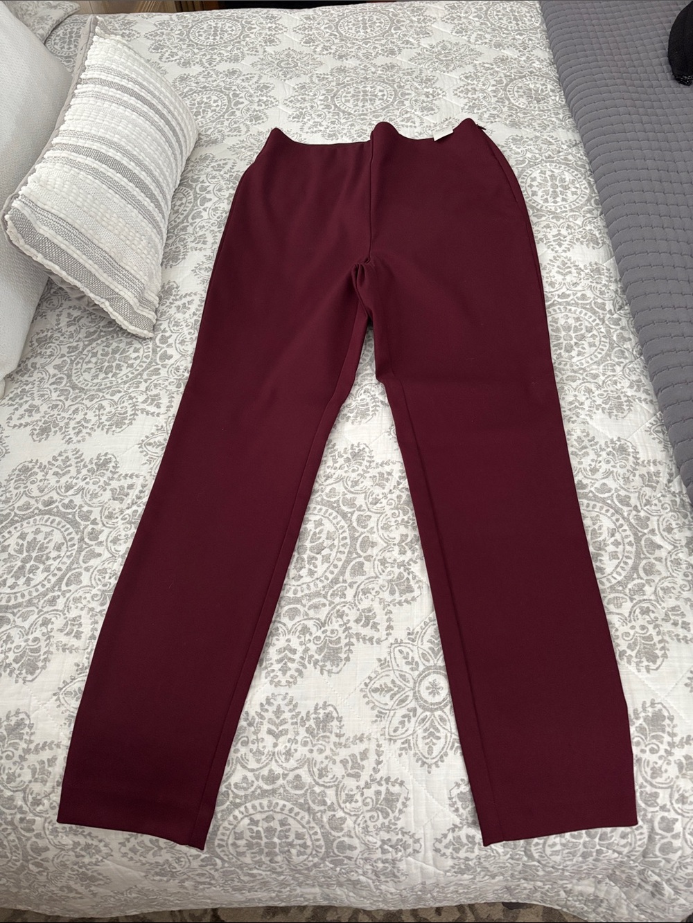 LOFT Burgundy High-Waist Straight Leg Pants